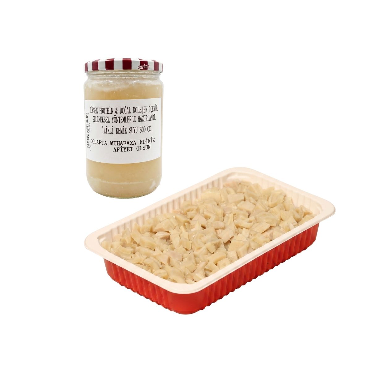 2'li Takım - Doğal Klolejen İlikli Kemik Suyu 600 cc. & Pişmiş Doğranmış İşkembe – Geleneksel Tat (500 Gr Paket)