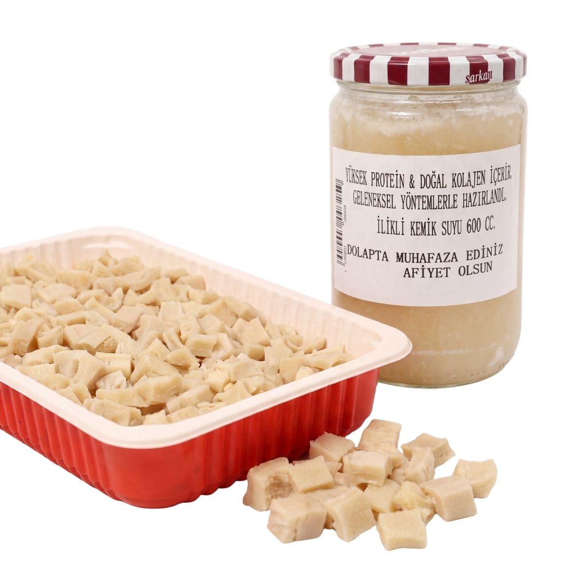 2'li Takım - Doğal Klolejen İlikli Kemik Suyu 600 cc. & Pişmiş Doğranmış İşkembe – Geleneksel Tat (500 Gr Paket)