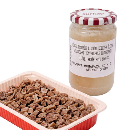 2'li Takım - Dana Pişmiş Kelle Eti 500 gr. & Doğal Kolejen İlikli Kemik Suyu 600 cc.