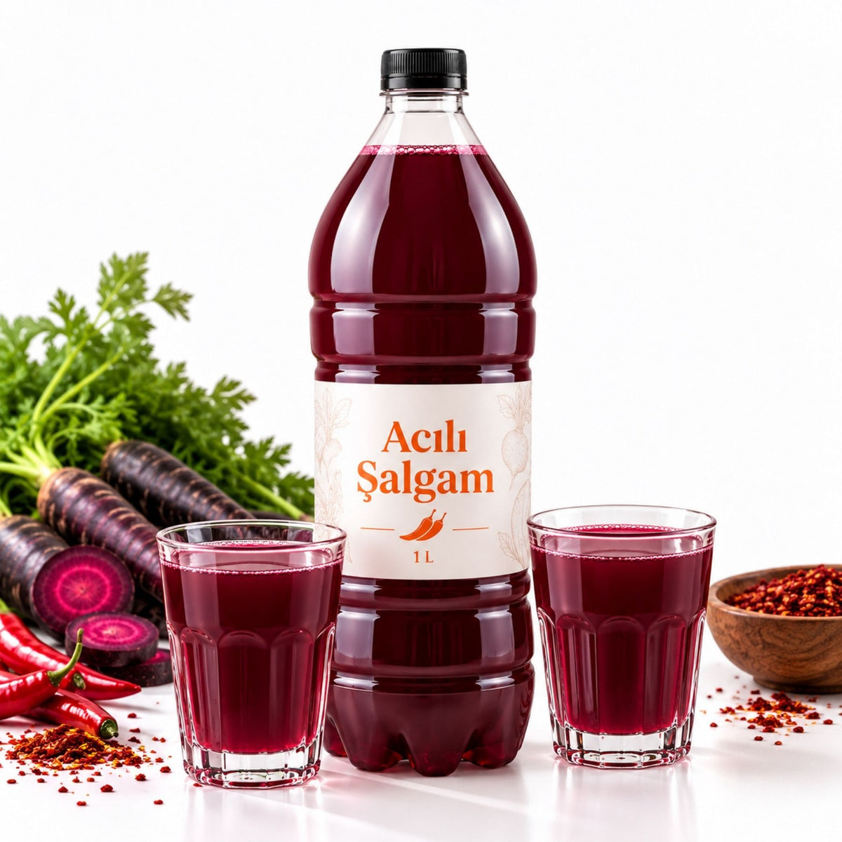 Şalgam Doğal Organik Koruyucuz Şalgam Acılı 1 Litre