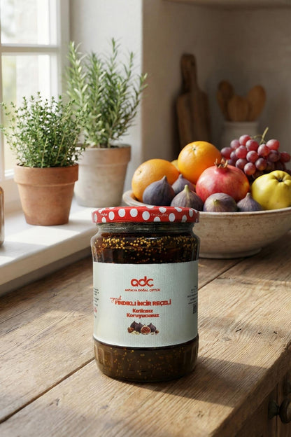 Fig Jam with Hazelnuts 700 Gram Glass Jar