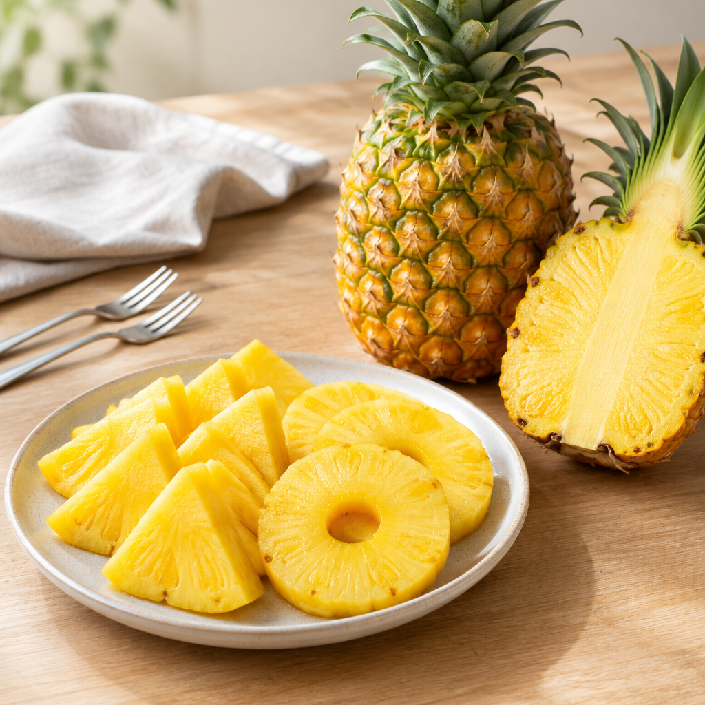 Ananas servis önerisi: dilim ve halka kesim taze ananas